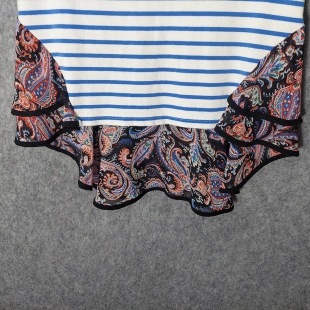 Anthropologie Postmark Tunic S Mix Print Hi‎ Lo Ruffle Chiffon Stretch Coastal - Picture 12 of 16